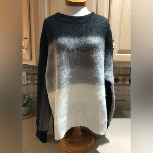 Simply Vera Vera Wang Black and Gray Crew Neck Sweater XXL
